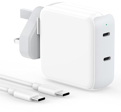 67W USB C Charger Compatible with MacBook Air MacBook Pro 13 14 15 16 inch Mac Laptop, 2024 iPad Pro/Air 13 11 inch M2/M4, 65W Dual USB C Power Adapter with 2M/6.6FT USB C to C Cable