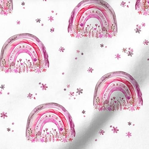PAWOTEX Jersey stoff meterware Kinder Jersey stoff Bio Baumwollstoff meterware mädchen jungen zum Nähen 92% Baumwolle 8% Elasthan 175cm x 50cm weich, elastischer hautfreundlich Einhörner