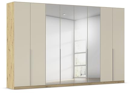 Rauch Möbel Alabama, Schrank, Farbe Beige/Eiche Artisan, Breite 360 cm | Kleiderschrank, 8-türig, mit Spiegel, Zubehör Premium, für Schlafzimmer, Kinderzimmer, Ankleidezimmer, Garderobe, Flur