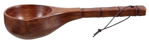 Didiseaon Louche en Bois à Long Manche, Grosse Taille en Bambou Laqué, Écope à Eau Traditionnelle pour Bain, Usage Domestique, Accessoire Sauna, Louche Bois Naturel