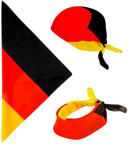TrendandStylez Deutschland Bandana 55 x 55 cm – Schwarz Rot Gold Kopftuch & Halstuch für Fußball Fans – Fanartikel für WM, EM & Public Viewing – Multifunktionstuch Unisex für Damen, Herren