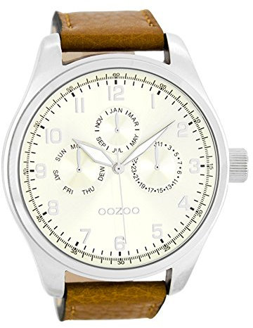 Oozoo Herrenuhr mit Lederband 52 MM Champagner/Cognac C8596