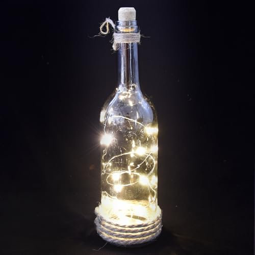 trendaffe Glasflasche Dekolampe mit 10 LEDs - Dekoleuchte Dekolicht