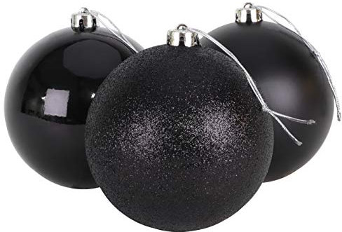 Christmas Concepts® 3-150mm (6) Extra Large Baubles - Shiny, Matte & Glitter Design - Christmas Decorations (Black)