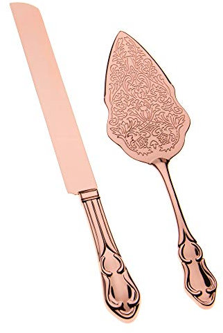 Cake Server Set, Wedding, Anniversary, Vintage Party Supplies (Rose Gold)