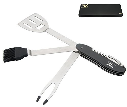 Million Source Milioni di fonte Portable 5-in-1 Multifunzionale Utensili Barbecue con Manico Rimovibile Design per Esterni