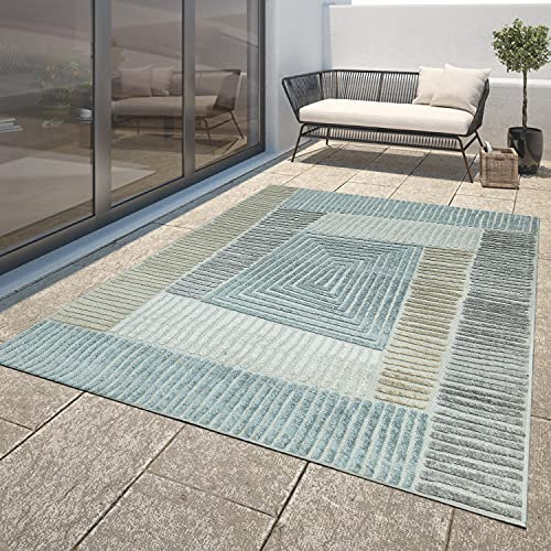 TT Home Moderner Outdoor Teppich Wetterfest Innen & Außenbereich Geometrisch Braun Beige, Größe:160x230 cm
