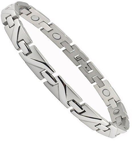 Energetisches Edelstahl Power Dynamic Energie Magnetarmband Oceanic Welle uni silber poliert Energetix 4you 201 B Größe L/XL