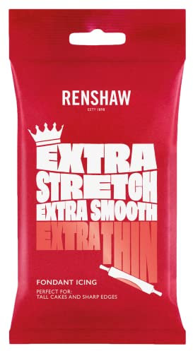 Renshaw Extra Fondant Red 1kg - Extra Elastisches Rollfondant mit Vanillegeschmack, Perfekt zum Einkleiden von Kuchen Torten - Rot - 1 kg