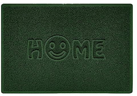 Nicoman SMILEY FACE Embossed Shape Door Mat Dirt-Trapper Washable Barrier Doormat-(Use Indoor or Sheltered Outdoor)-(90x60cm/3x2ft,Large) Green