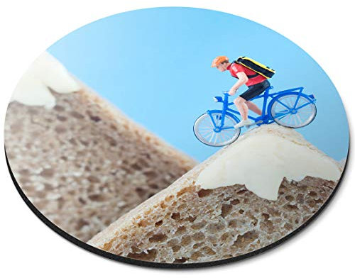 RM16795 Mauspad, rund, lustiges Radfahrer, Mountainbiker, Fahrrad, Scherzartikel