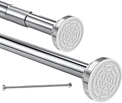 HIKENRI Teleskopstange Vorhangstange 120cm-215cm Duschvorhangstange ohne Bohren aus Edelstahl| ausziehbare Kleiderstange durch Drehen verstellbar, sicherer Halt für Dusche und Badewanne120 bis 215cm