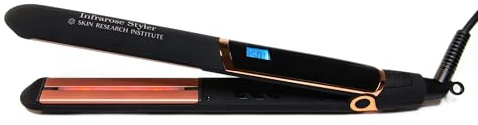 Skin Research Institute Infrarose Styler Plancha Plancha Plancha - Alisado de una pasada - Placas de turmalina y cerámica - Terapia de luz infrarroja - Temperatura ajustable