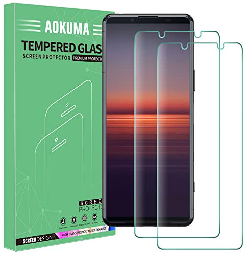 AOKUMA Sony Xperia 5 II Tempered Glass Screen Protector, [2 Pack] Premium Quality Guard Film, Case Friendly, Comfortable Round Edge,Shatterproof, Shockproof, Scratchproof oilproof