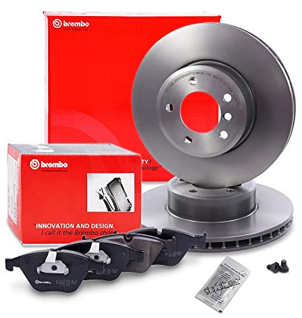 BREMBO Coated Disc Line Bremsenset Vorderachse inkl. Bremsscheiben Vorne Ø 324 mm Belüftet und Bremsbeläge Vorne, Kompatibel mit BMW 5 (E60), 5 Touring (E61), 6 (E63), 6 Cabriolet (E64)