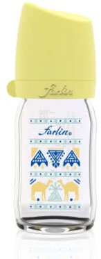 FARLIN Anti-Colic Glass Baby Bottle, 5 oz - with Silicone Pacifier for 1 Month+ Babies - Thermal Resistant, BPA Free and Dishwasher Safe (5oz,160ml/cc, Aryan)