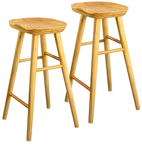 OLAMASA Barhocker 2er-Set, Barhocker aus Holz in Thekenhöhe, Barhocker im Landhausstil, perfekt für Küche, Esszimmer, Wohnzimmer, Kneipe, Geschäfte