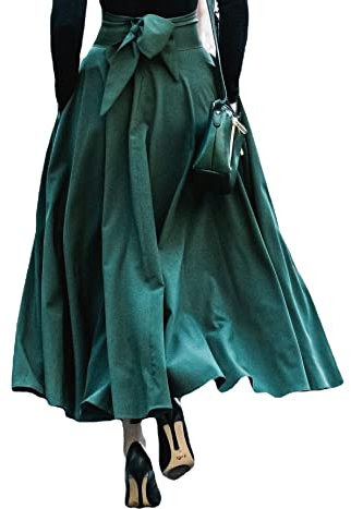 Damen Elegant Mittelalter Rock Vintage A-Linie Hohe Elastische Taille Rock High Waist Freizeit Skirt