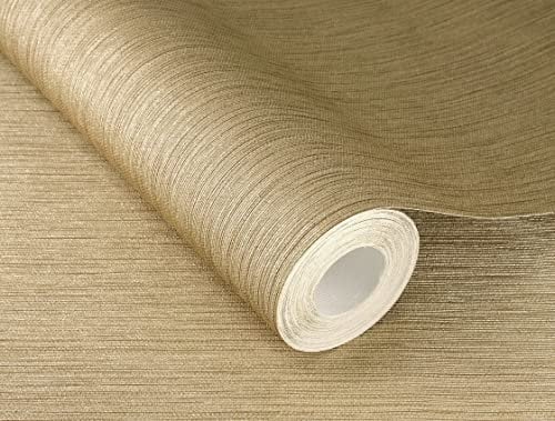 Rasch Tapete 537703 - Goldene Vliestapete mit feiner Linien-Struktur, Kollektion Curiosity - 10,05m x 0,53m