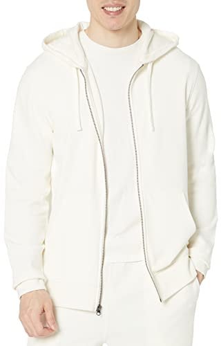 Amazon Essentials Men's Long-Sleeved French Terry Full-Zip Hoodie (Available in Big & Tall), Eggshell White, XL