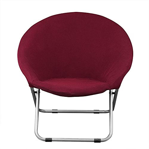 Chair covers Jacquard Fabric Round Saucer Chair Cover 6 Colors Washable Chair Covers Seat Moon Saucer Slipcovers Stretch Universal Seat Cover (Color : Wine, Size : Universal size)