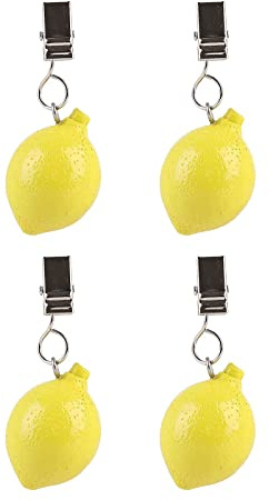 TwoFish Home Set of 4 Resin Table Cover Tablecloth Weights Clips Handicraft Tablecloth Clips (Lemon)