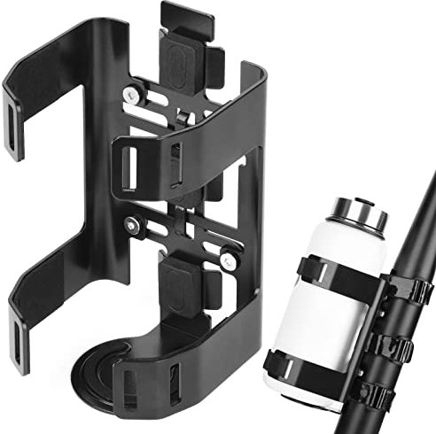 Cosmos Bike Water Bottle Holder Bicycle Bottle Cage Rack for Road Bike, Mountain Biks, Golf Cart, Scooter, Parasol - Adjustable Holding Size Fit for Diameter 2.5” - 3” Bottles & Two-Way Installation