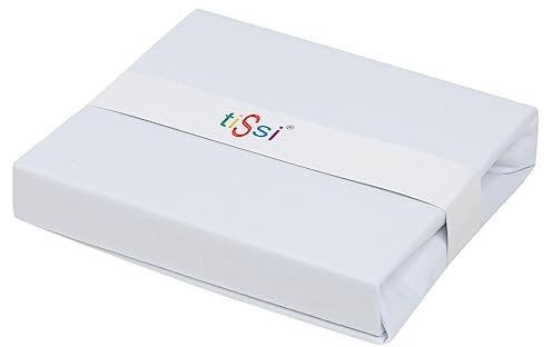 tiSsi® 100% Baumwoll-Spannbetttuch Weiss 120x60 cm für Matratzen