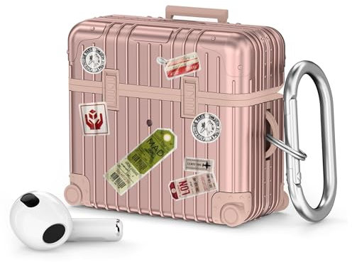 VISOOM Kompatibel mit Airpods 3 Hülle Niedlich Weiches TPU Airpods 3 Generation Case, Upgrade Stoßfeste Schutzhülle mit Karabiner [Kabelloses Laden]-Roségold