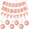 Happy 10th Birthday Banner +Dreiecksflaggen Happy Birthday Girlanden+ 10 Geburtstag Hängedeko Spiralen Set, Rosegold 10.Geburtstag deko für Mädchen,10. Mädchen Hängedeko Deckenhänger