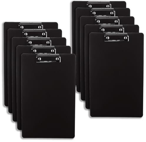 LDHHYH Lot de 10 Porte bloc A4 avec Pince, Porte bloc a4 en plastique en métal et boîte de suspension Noir Pour l'école, la maison, le bureau