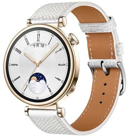 Pulseras para Huawei Watch GT4 41 mm, piel sintética suave, sin huecos, pulseras con Huawei Watch GT 4 41 mm, correa de piel para hombre y mujer, correa de piel con Huawei Watch GT4 41 mm (blanco)