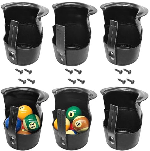MoyanSuper Billardtischtaschen Ersatztaschen aus Leder für Billardtisch 6er Set Drop Pockets