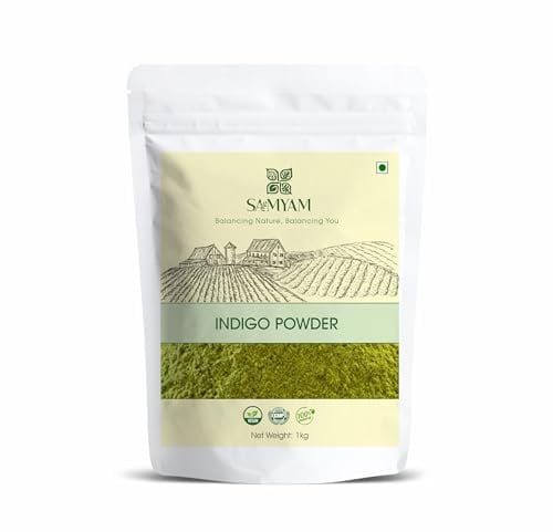 SAMYAM Natürliches Indigo Pulver – 1-kg-Packung, natürliche Haarfarbe, frei von Chemikalien und PPD