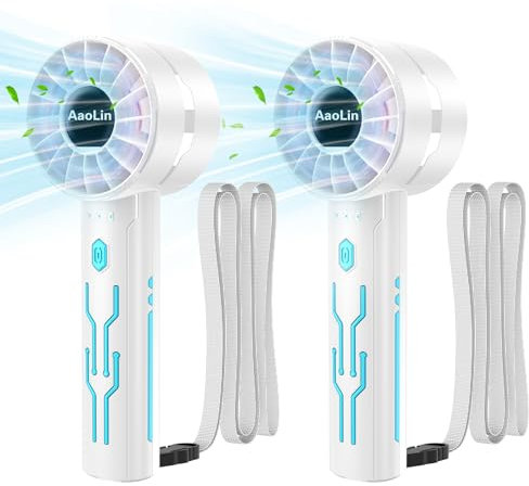 2PCS Portable High-Speed Mini Handheld Fan, USB Rechargeable Neck Personal Mini Fan(7000 Rpm High-Speed Motor, Lasts 4-16 Hours) 4-Speed Powerful Wind Fans For Summer Outdoor Traveling, Gifts For Kids