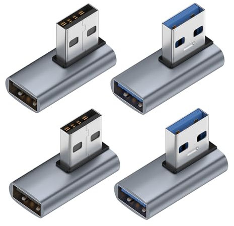 YUNKOZAND 90-Grad-USB 3.1-Adapter, Rechtwinkliger Stecker auf Buchse für PC, Laptop, Ladegerät und Mehr Geräte (Links 2 & Rechts 2)