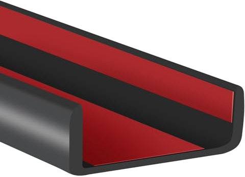Bordo in gomma, flessibile autoadesivo a forma di U, striscia adesiva per bordi, 63,5 mm, protezione per bordi con canale a U, per legno, mobili, 6,1 m, colore nero