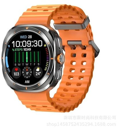 Z7 - Reloj inteligente ultra amoled con pantalla redonda IP68, impermeable, brújula, AI, Dail, para hombres y mujeres, reloj inteligente Bluetooth para Android iOS 2024 (negro naranja)