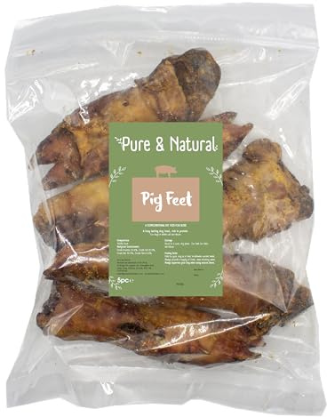 Pure & Natural Pig Feet - Natural Dog Chews Long Lasting with Dog Bones Large - Long Lasting Dog Chew - Pig Trotters Bones for Dogs - Healthy Dog Chews - 5 Pieces