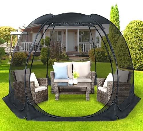 Alvantor Pavillon Screen House für 6, 10, 15 Personen, Pop-Up-Iglu-Zelt mit Moskitonetz an den Seiten, UV-beständiger Sonnenschutz für Garten, Terrasse, Hinterhof
