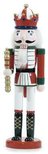 NATALE Soldatino Schiaccianoci in Legno H60 Soldato Reale con Scettro ELEGANTE DA COLLEZIONE