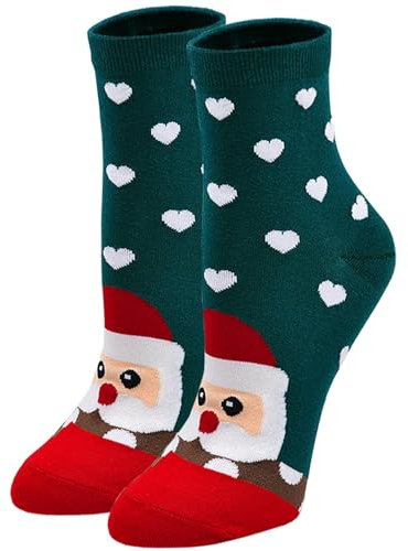 ZFSOCK Weihnachtssocken Festlicher Socken Damen Lustige Baumwolle Socken mit Weihnachtsmotiv Bunte Neuheit Christmas Socks Weihnachts- und Neujahr, Weihnachten, 35-42, 1 Paar