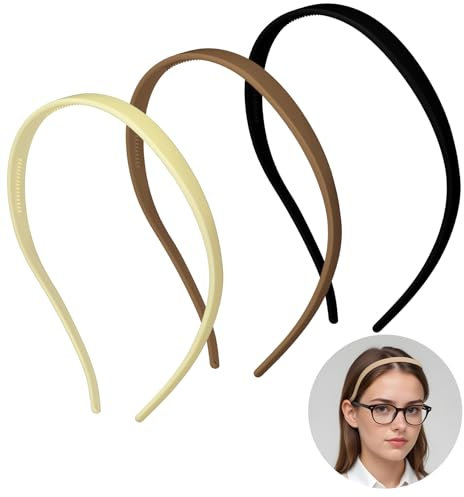 RYMAUP Lot de 3 bandeaux anti-maux de tête, serre-tête pour lunettes de soleil, bandeau confortable de style lunettes de soleil sans pression pour porteurs de lunettes, bandeaux flexibles avec dents