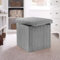 GC GAVENO CAVAILIA Ottoman Storage Box Chest With Lid | 38X38X38 Cm Pink Ottoman Blanket Box Seat | Foldable Storage Bench Footstool Toy Box For Living Room Hallway (Ribbed Grey, Medium)