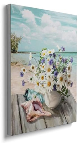 prinfantasy Plant Picture with Frame Home Decor - Canvas Wall Art White Floral Blossom Painting Print 0310