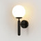 Comely Wandlampe Innen Schwarz, Nordic Modern Wandleuchte LED Industrial Design, Milchglas Globus Wandleuchte E27 für Schlafzimmer, Wohnzimmer, Flur, Treppenhaus