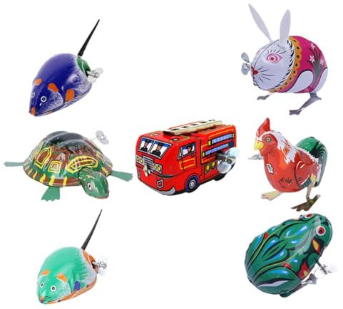 VICASKY 7stücke Teiliges Nostalgisches Blechspielzeug Aufziehfigur Aus Vintage Wind-up Toy Im Cartoon-Design Robustes Uhrwerkspielzeug Für Junge Mädchen Und Dekoration