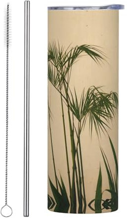 PHAYAH Clump of Bamboo - Tazza termica in acciaio inox con coperchio, da viaggio, per caffè freddo e bevande calde