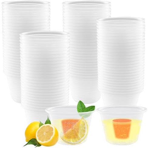 Sinofort 100 Stück Schnapsgläser Plastik, Shot Becher, Wiederverwendbar Transparent Plastikbecher, Partybecher Schnapsbecher für Verkostung, Partys, Weihnachten, Geburtstage
