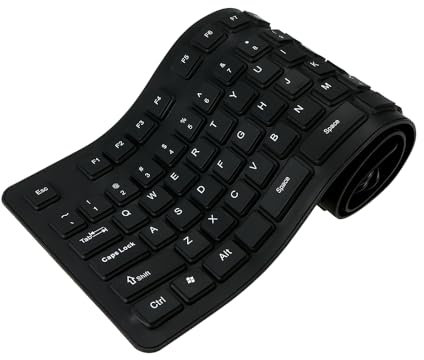 Wefenad - Tastiera pieghevole USB in silicone, 108 tasti, silenziosa, per computer portatile e desktop